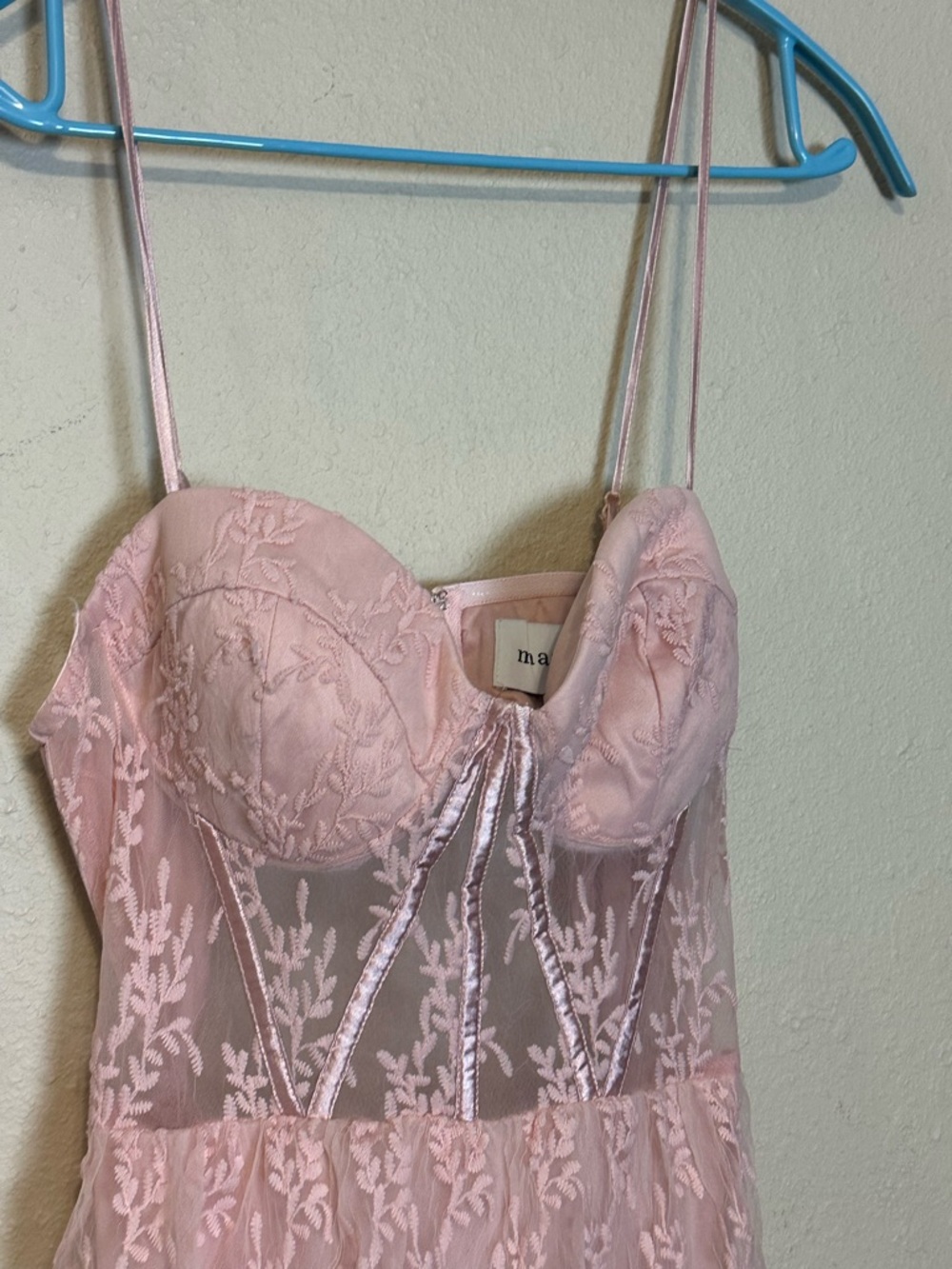 Maniju Dress Pink Lace Gown Dress Size Large - Picture 3 of 9
